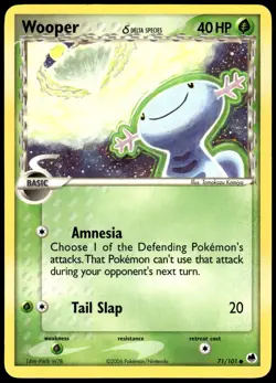 Wooper 71/101 Common Dragon Frontiers Pokemon MP - Image 1