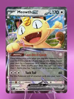 Pokemon TCG Meowth ex 062/088 Pokemon Me03: Perfect Order Holo NM - Image 1