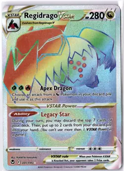 Pokemon TCG Regidrago VSTAR Secret Rare 201/195 Silver Tempest Holo English - Image 1