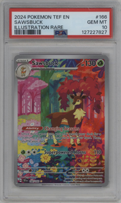 2024 Pokemon S&V Temporal Forces Sawsbuck Illustration Rare #166-PSA 10 Gem Mint - Image 1
