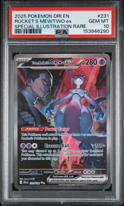 2025 POKEMON DRI EN-DESTINED RIVALS #231 TEAM ROCKET'S MEWTWO EX PSA 10 - Image 1