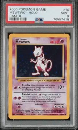 2000 POKEMON BASE SET 2 #10 MEWTWO-HOLO PSA 9 - Image 1