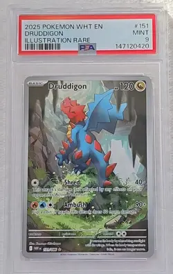 Pokemon White Flare DRUDDIGON 151/086 Illustration Rare PSA 9 - Image 1