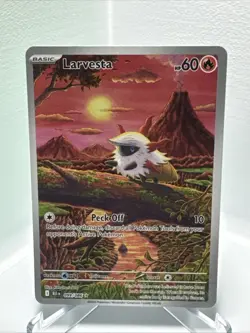 Pokemon TCG Larvesta Holo Card Black Bolt Illustration, Rare Full Art - Image 1