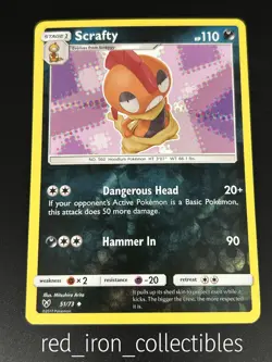 Scrafty 51/73 Reverse Holo Uncommon Shining Legends SUn & Moon Pokemon Card 2017 - Image 1