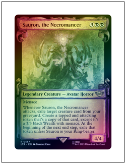 1x Sauron, the Necromancer, Showcase Scroll Foil, LOTR, Magic MTG NM - Image 1