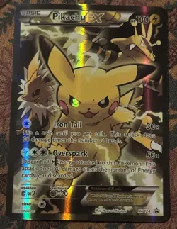 Pokemon Pikachu EX XY124 Black Star Promo Full Art Holo Card Iron Tail Overspark - Image 3