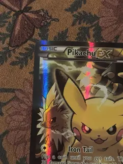 Pokemon Pikachu EX XY124 Black Star Promo Full Art Holo Card Iron Tail Overspark - Image 5