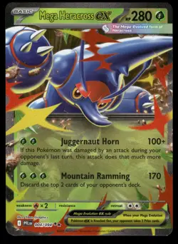 Mega Heracross ex 004/094 Double Rare Phantasmal Flames Pokemon Near Mint - Image 1