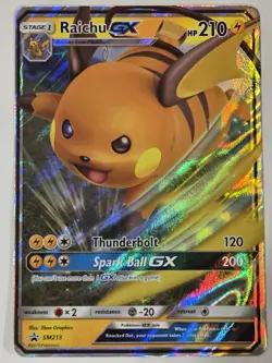 Pokemon Card TCG - Raichu GX SM213 Promo Sun & Moon Black Star Promo NM Full Art - Image 1