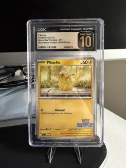 CGC Pristine 10 Pikachu Pokemon Card #214 Black Star Promo Illustration Contest - Image 1