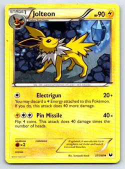 Pokemon Jolteon Dark Explorers DEX 37/108 LP Uncommon Sumiyoshi Kizuki - Image 1
