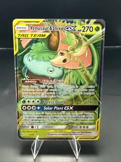 Pokemon Venusaur & Snivy GX Holo Ultra Rare 1/236 Sm-Cosmic Eclipse - Image 1