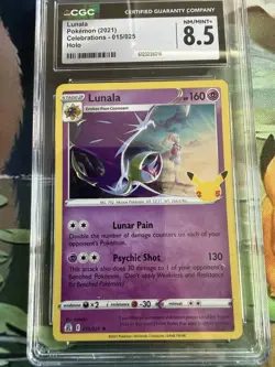 Lunala Pokemon 2021 Celebrations 015/025 holo CGC near mint 8.5 - Image 1