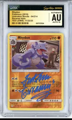 PSA Signed Ted Lewis Pokemon Diglett And Rhydon Slabs - Image 2