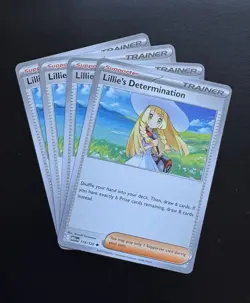 4x Lillie’s Determination 119/132 Mega Evolution Pokemon TCG Playset NM - Image 1