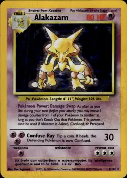 Pokemon Base Set #001/102 Alakazam Holo Rare,Holo Moderately played - Image 1
