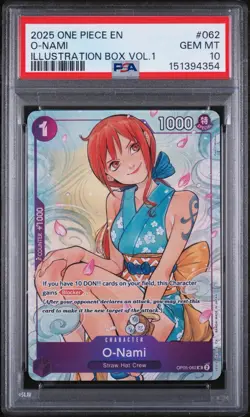 2025 ONE PIECE PROMOS ILLUSTRATION BOX VOL.1 #062 O-NAMI PSA 10 - Image 1