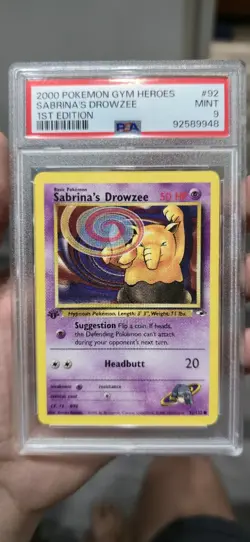 Pokemon 2000 Sabrina's Drowzee 1st Edition Gym Heroes PSA 9 - Image 1