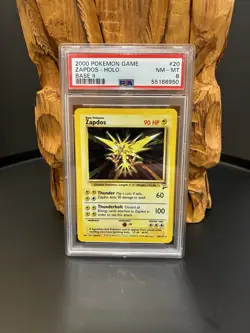 Pokemon Zapdos #20/130 Base Set 2 Holo Rare PSA 8 English 2000 - Image 1