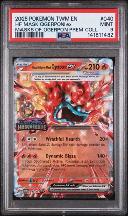 Hearthflame Mask Ogerpon ex 040/167 STAMPED Twilight Masquerade PSA 9 - Image 1