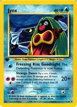 Pokemon TCG 1st Edition Jynx Neo Revelation 31/64 Uncommon LP - Image 1