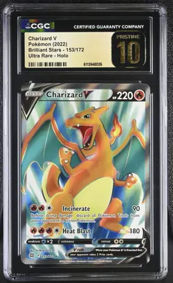 CGC Pristine 10 - Charizard V #153 Pokemon Brilliant Stars - Image 1
