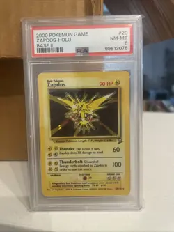 2000 POKEMON BASE SET 2 #20 ZAPDOS-HOLO PSA 8 - Image 1