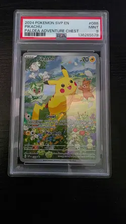 2024 POKEMON SVP EN-SV BLACK STAR PROMO PALDEA ADVENTURE CHEST 088 PIKACHU PSA 9 - Image 1