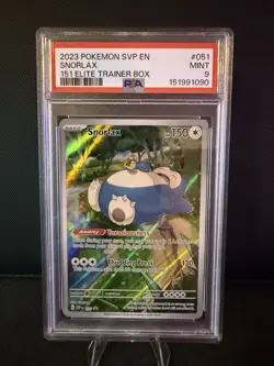 2023 Pokemon PSA 9 Snorlax #51 S&V 151 ETB Black Star Promo Mint - Image 1