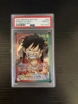 One Piece Monkey D. Luffy Alt Art PSA 10 PRE ERRATA MINT OP01-003 Romance Dawn - Image 1