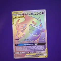 Pokemon Gengar & Mimikyu GX Secret Rare 186/181 Sm-Team Up Holo TAG TEAM Card - Image 1