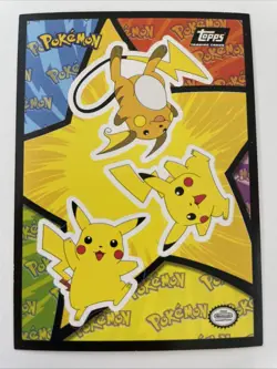 Pokemon Topps Sticker Card #S7 Raichu & Pikachu Black Logo - TCCCX - Image 1