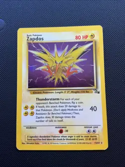 Pokemon TCG Zapdos Base Set Holo Unlimited Rare Card 16/102 - Image 1