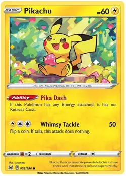 Pikachu 052/196 Common Lost Origin Pokemon - Image 1