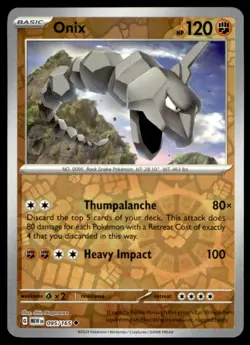 Onix 095/165 Uncommon 151 Pokemon Reverse Holo Lightly Played - Image 1