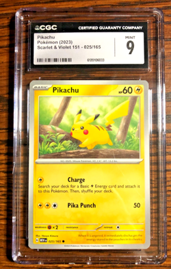 Pikachu Regular Common #025|CGC MINT 9|2023 Scarlet & Violet 151|Pokemon TCG - Image 1