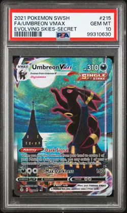 2021 POKEMON SWORD & SHIELD EVOLVING SKIES SECRET FULL ART/UMBREON VMAX PSA 10 - Image 1