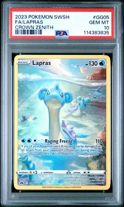 2023 POKEMON SWORD & SHIELD CROWN ZENITH #GG05 FULL ART/LAPRAS PSA 10 - Image 1