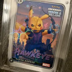 Hawkeye (Pikachu) #21 - Lazer Holo - Heros & Villains Flash Edition - Pokemon - Image 2