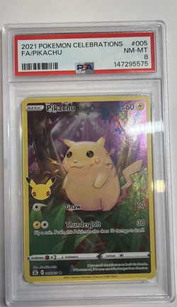 2021 Pokemon Celebrations #005 FA Pikachu PSA 8 NM-MT - Image 1