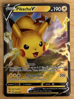 2020 Pokemon Vivid Voltage Pikachu V Ultra Rare Holo Full Art Card #43/185 NM - Image 1