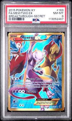 2015 POKEMON XY BREAKTHROUGH MEWTWO EX #163 SECRET RARE PSA 8 NM #113052467 - Image 1