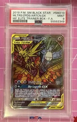 Pokemon TCG Moltres & Zapdos & Articuno GX SM Black Star Promo 2019 PSA 9 SM210 - Image 1