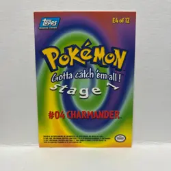 1999 Topps Pokemon Movie CHARMANDER #E4 1st Printing (Blue Topps Logo) - Image 2