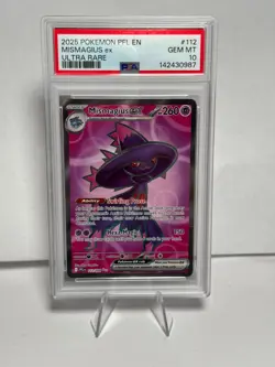 2025 POKEMON PHANTASMAL FLAMES ULTRA RARE #112 MISMAGIUS EX - PSA 10 GEM MINT - Image 1