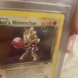 Rocket's Hitmonchan Holo Pokemon Gym Heroes PSA 7 2000 SWIRL - Image 2