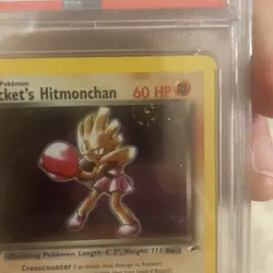 Rocket's Hitmonchan Holo Pokemon Gym Heroes PSA 7 2000 SWIRL - Image 4