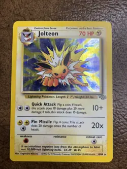 Jolteon - 4/64 - Holo Rare - Unlimited Edition Jungle Pokemon DMG **See Photos* - Image 1