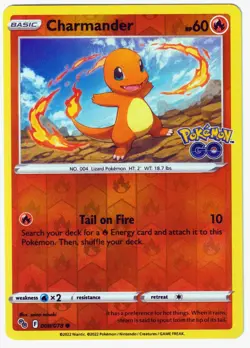 Charmander Common Pokemon GO 008/078 NM Reverse Holo Pokemon TCG - Image 1